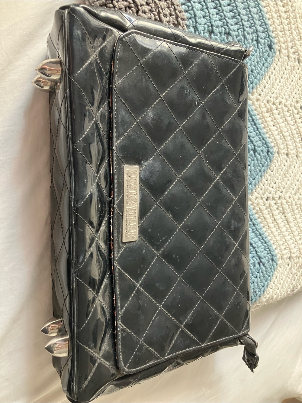 Lux de Ville Black Quilted Patent Bag